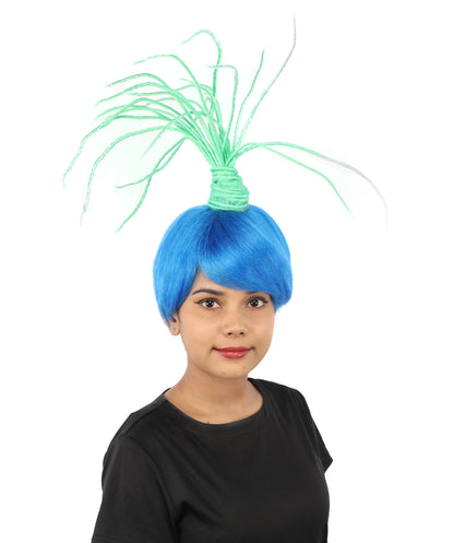HPO Women's Multicolor Fiber Optic Style Wig | Upward Standing Stringy Ponytail, Techno Troll Cosplay & Rave Accessory | Halloween, EDM Festival, DJ Costume & Glow Party