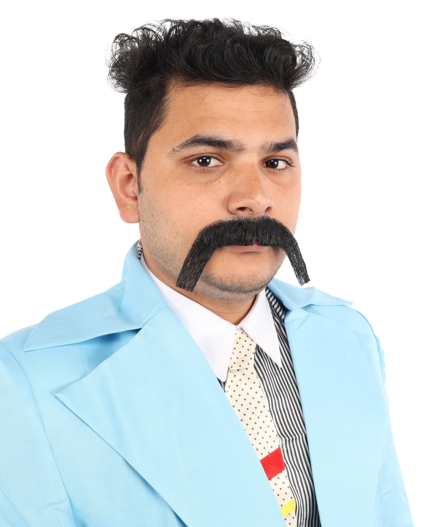 HPO Men's Long Cowboy Mustache Novelty False Facial Hair Costume Accessory