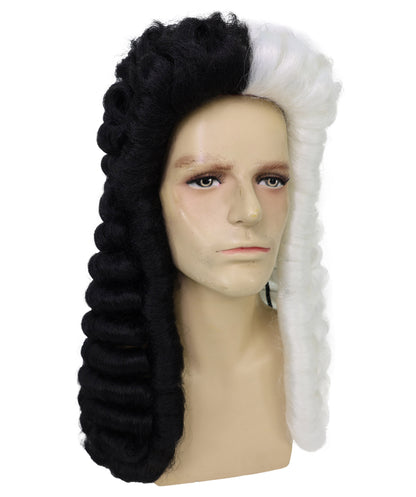 Colonial Men Judge Curly Long White Wig | Premium Breathable Capless Cap