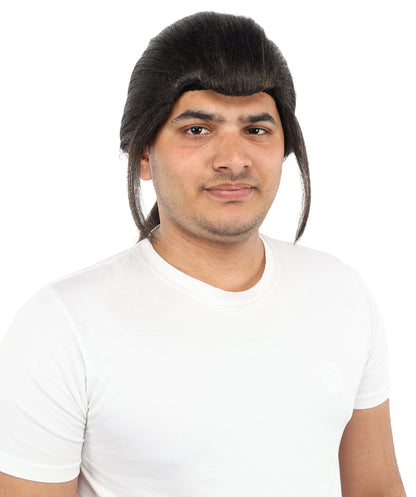 HPO Men’s Long Black Ponytail Warrior Wig – 17” Realistic Medieval Hairpiece with Capless Cap | Ideal for Costume Events, Theatre & Character Roleplay