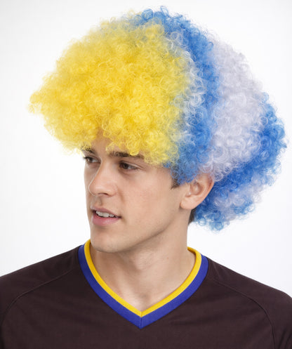 Uruguay Sport Afro Fun Wig | Jumbo Blue White Wig
