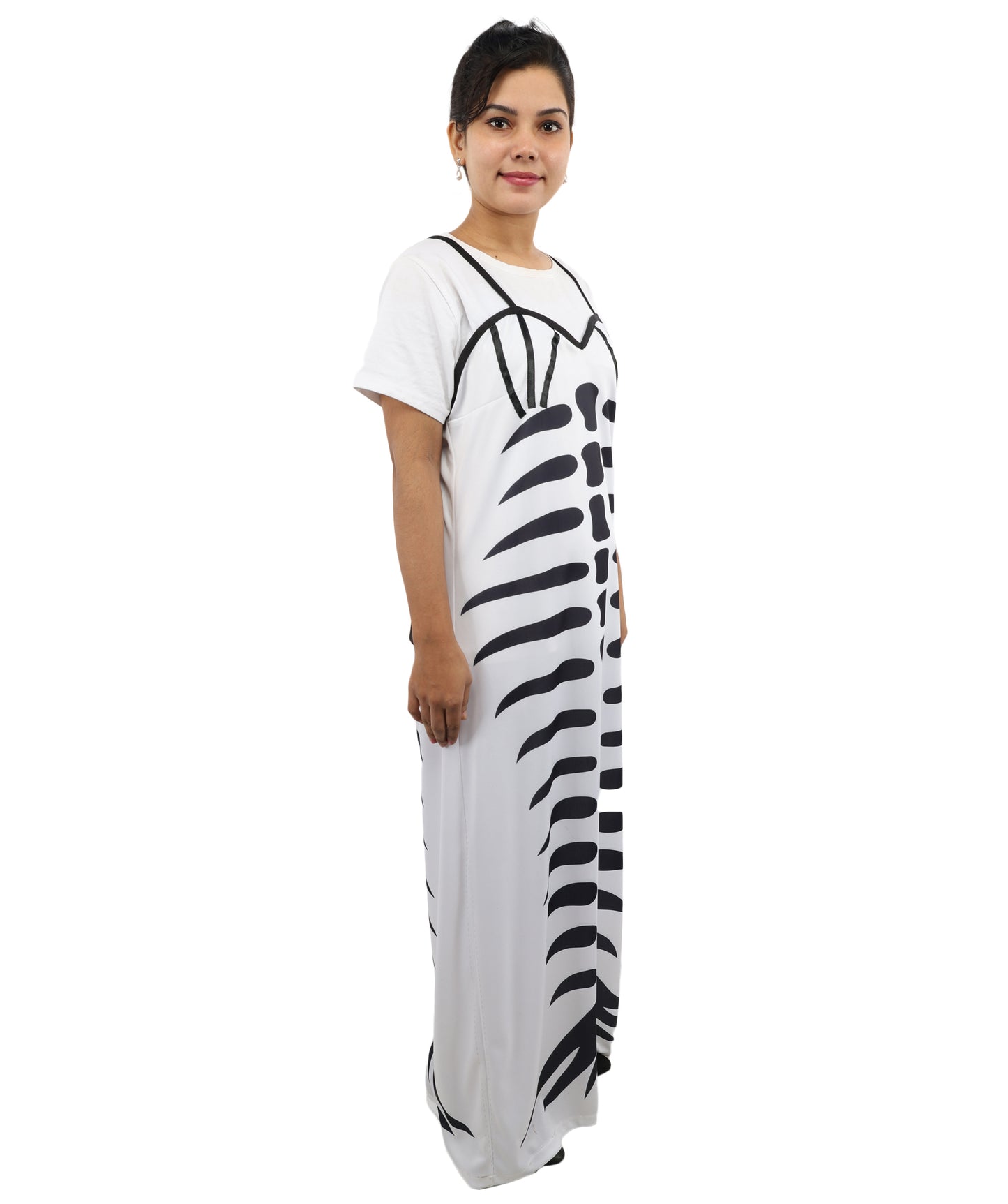 HPO Women's Skeleton Mermaid Black & White Costume – Gothic Ocean Inspired Dress with Skeletal Print & Skirt | Party, Cosplay & Dress-Up