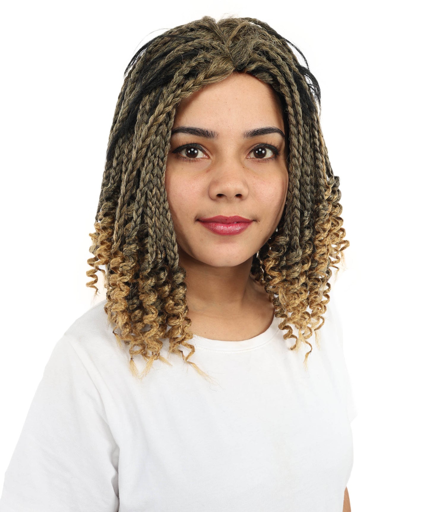 HPO Medium Braided Wig for Women | Natural-Look Synthetic Hair | Adjustable Breathable Cap for Cosplay, Halloween, Stage & Parties
