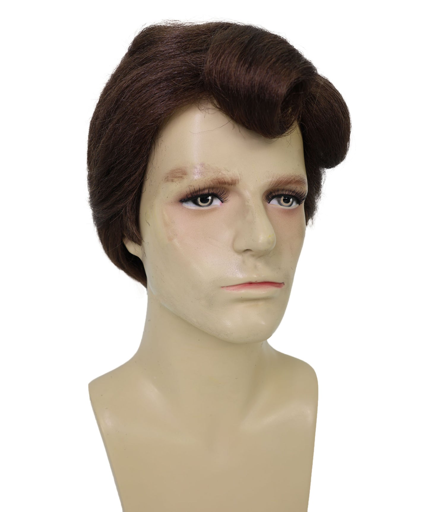 Adult Men’s Retro Rock‘n Roll Brown Greaser Wig | Vintage 50s Wig Style for Parties and Theater | Flame-retardant Synthetic Fiber