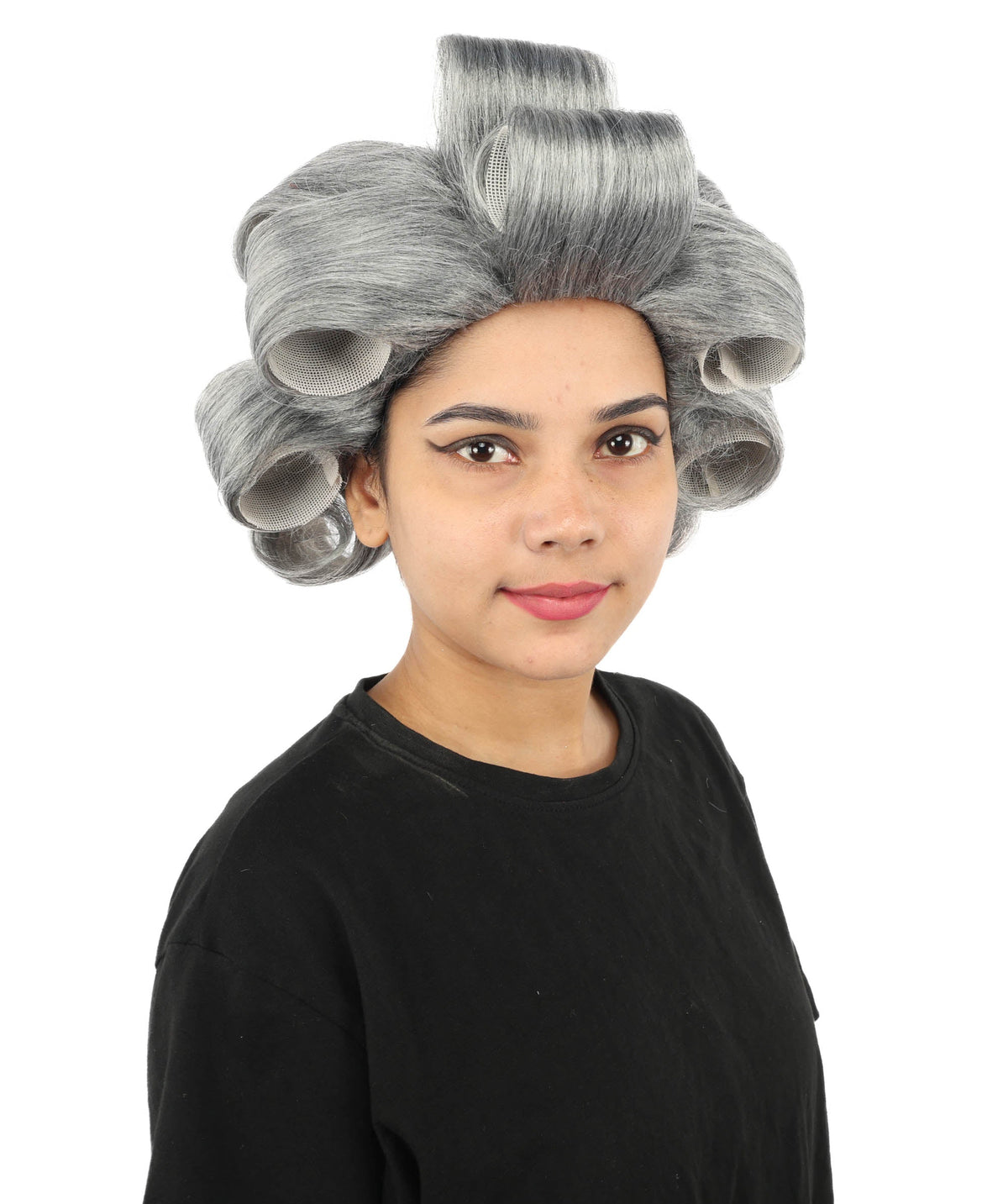 HPO Adult Women's Retro Roller Set Pink Wig | Multiple Color Options, create of synthetic fiber, large cylindrical curler texture, capless cap | Party, Halloween, theater, drag, performance, costume events