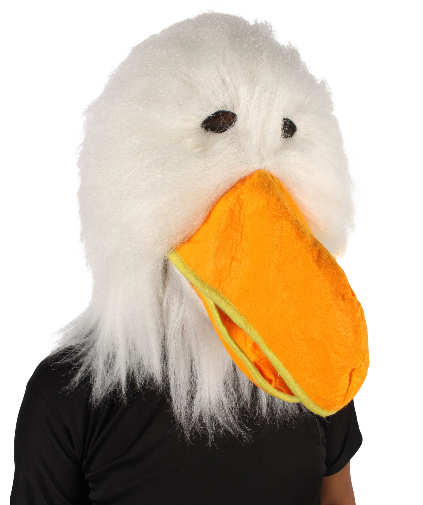 HPO Unisex White and Orange Furry Storke Mask | Best for Halloween | Flame-retardant Synthetic Fiber