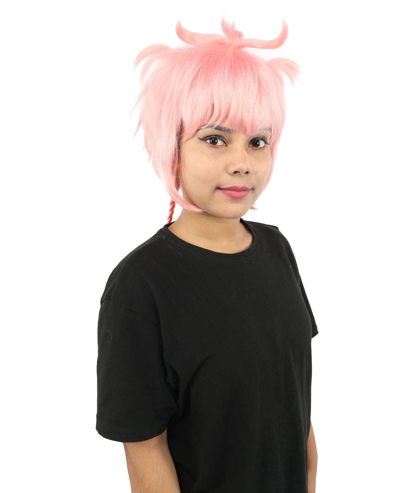 HPO Adult Women's Animal Ear Braided Wig | Multiple Color Options | Synthetic fiber, short bob with sculpted ears and long micro-braids, breathable base | Party, Halloween, theater, drag, performance, costume events