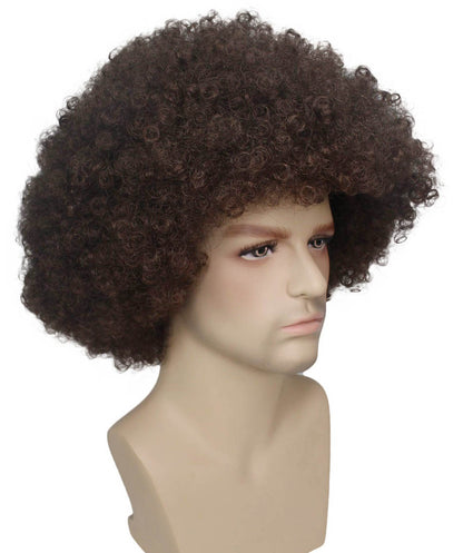 HPO Adult Unisex EG Brown Afro Wig – Classic Curly Wigs Themed Events, Perfect for 70s Disco, Halloween and Cosplay, Premium Breathable Capless Cap with Flame Retardant Synthetic Fiber Hair
