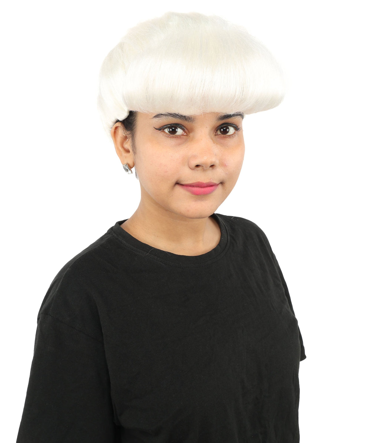 HPO Adult Women's Retro Pin-Up Wig | Multicolor Options, create of synthetic fiber, vintage curled bumper bangs with rolled back, breathable base | Party, Halloween, theater, drag, performance, costume events