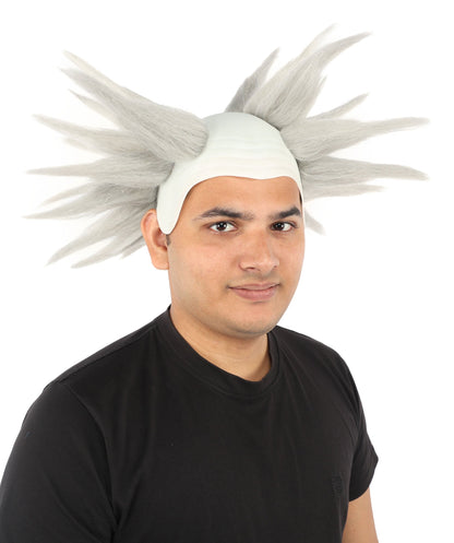 HPO Adult Men's Spiky Bald Illusion Wig | Multiple Color Options  |  Two-tone vibrant hue, create of synthetic fiber, stiff spiked volume, integrated forehead piece | Party, Halloween, theater, drag, performance, costume events