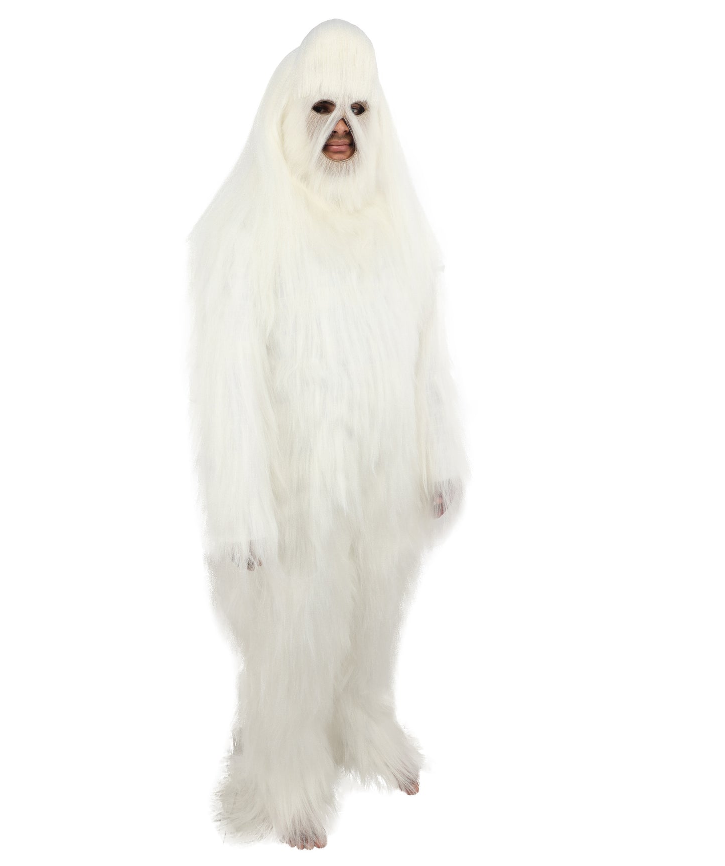 HPO Unisex Extreme Hairy Person Costume, Mask and Bundle - Full-Body Hair Suit Extra-Long Ash Brown Costume Wig for Halloween, Cosplay & Parties