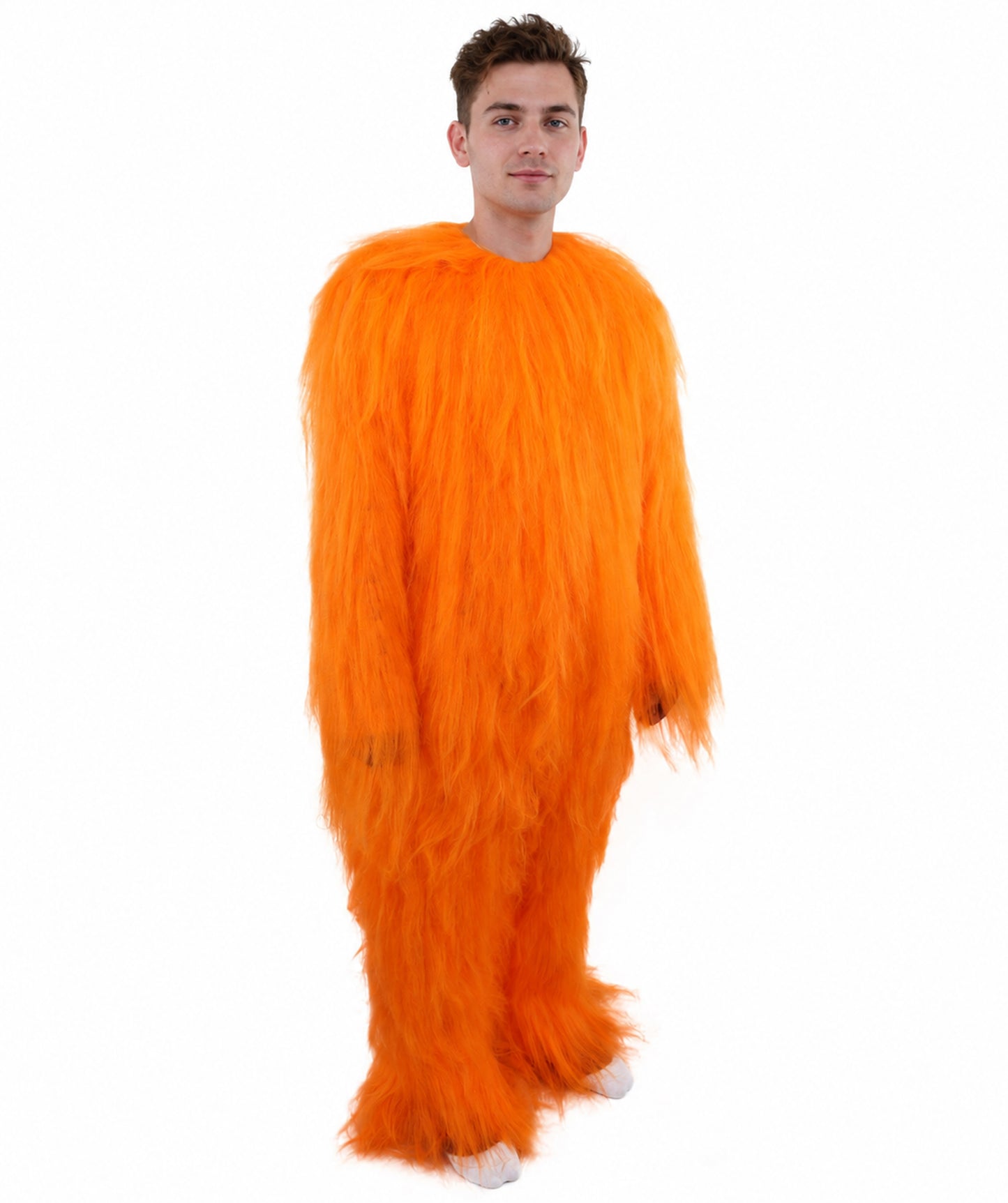 HPO Unisex Extreme Hairy Person Costume, Mask and Bundle - Full-Body Hair Suit Extra-Long Ash Brown Costume Wig for Halloween, Cosplay & Parties