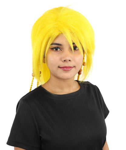 HPO Adult Women's Long Tribal Braided Wig | Multiple Color Options | Dark Shaggy Bob with Beaded Strands, Synthetic Fiber & Breathable Cap | Halloween, Sci-Fi Roleplay, Fantasy Costume