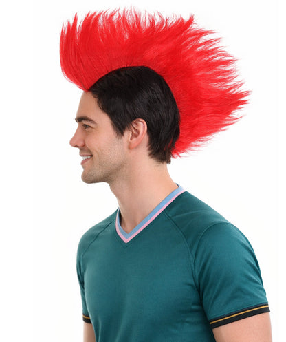 HPO Men's Multicolor Mohawk Wig | Halloween Wig | Premium Breathable Capless Cap
