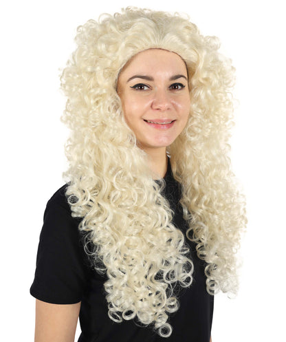HPO Women's Ladies Cosplay Strong Curls Wigs | Long Voluminous Blonde Angels Wig | Perfect for Cosplay Parties and Special Occasions Adjustable Cap for Comfort & Secure Fit
