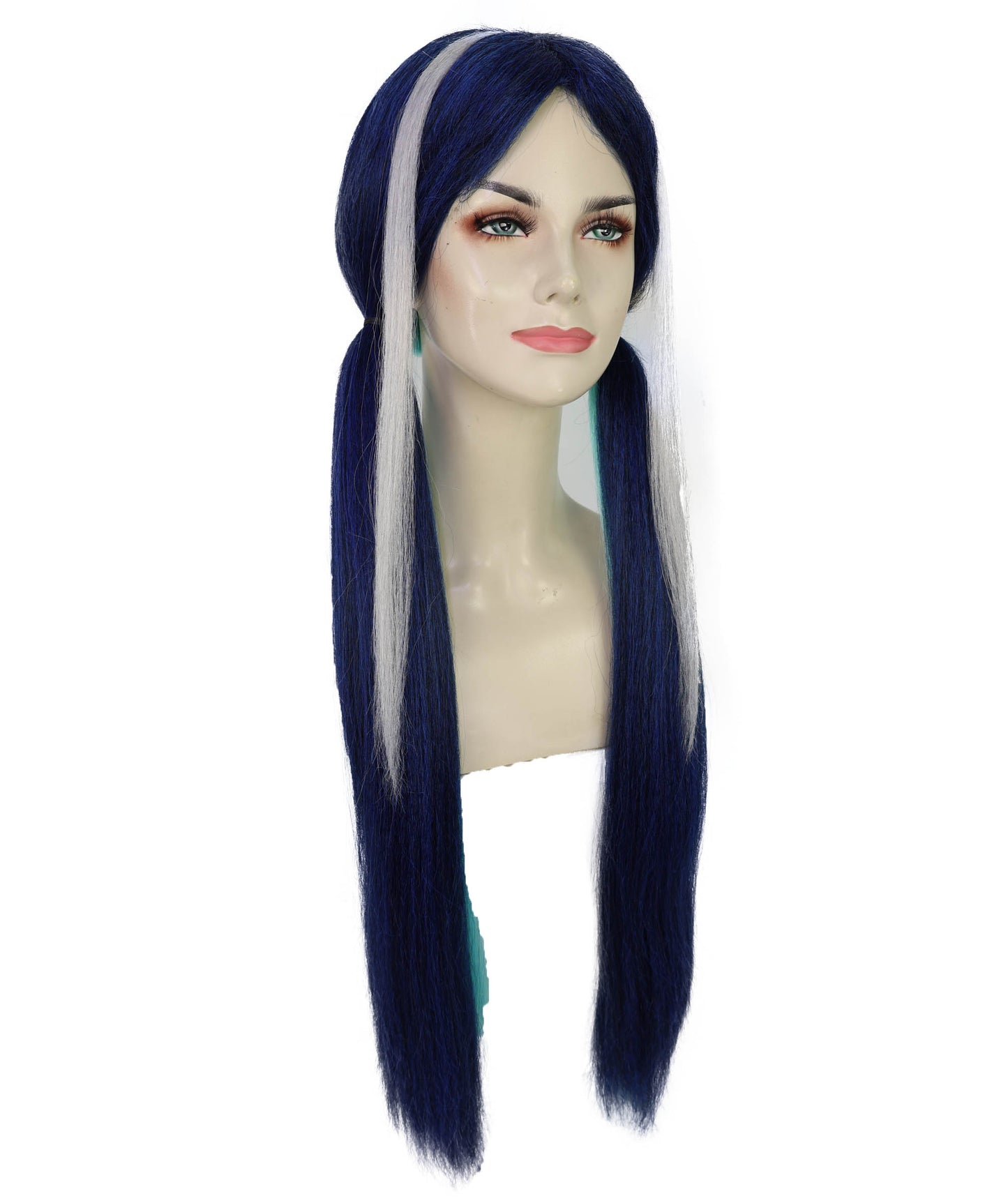 Women’s Long Straight Multiple Color Twin Tail Anime Wig | Game Character Hair | Ideal for Halloween | Breathable Capless Cap