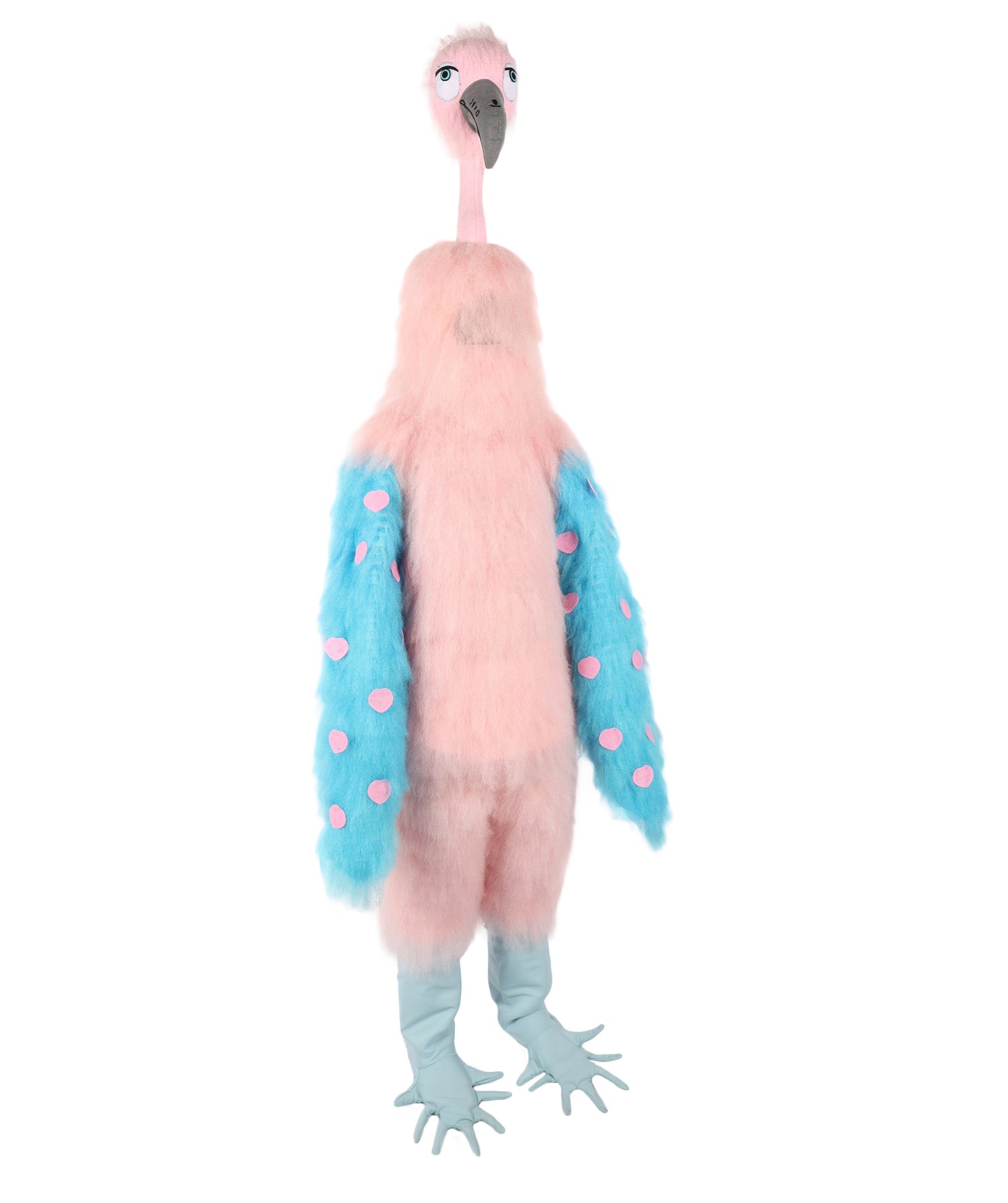 HPO Uuisex Full-Body Plush Pink Flamingo Bird Costume Set with Oversized Mask & Full Suit| Perfect for Halloween| Flame-retardant Synthetic Fabric