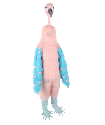 HPO Uuisex Full-Body Plush Pink Flamingo Bird Costume Set with Oversized Mask & Full Suit| Perfect for Halloween| Flame-retardant Synthetic Fabric