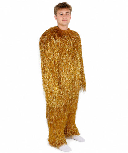 HPO UnisexTinsel Hairy Costume, Bundle & Mask Set | Full-Body Suit & Matching Mask | Long Hair Funny Costume for Halloween, Performers, Cosplay & Mascots | Multicolor Options