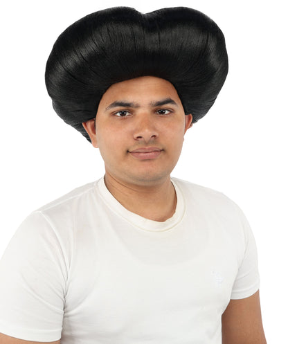 HPO Men's Mad Scientist Wig | High Volume White Vertical Hair with Faux Bald Cap Top & Structured Styling | Halloween Costume Party Theater Prop & Dress Up Accessory | Multicolor Options