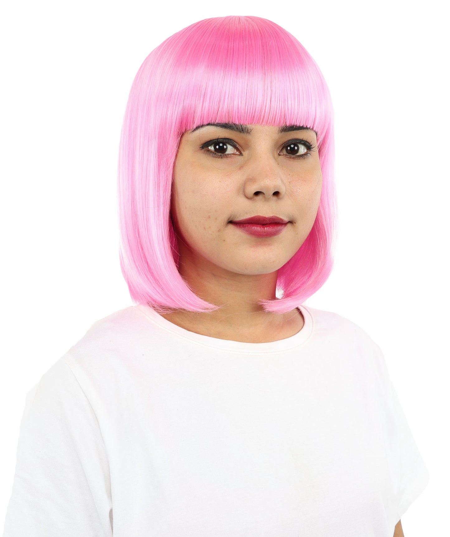Adult Women’s Medium Bob Wig with Bangs – Layered Hairstyle with Soft Synthetic Fibers & Smooth Texture With Standard Cap | Stylish Hairpiece for Cosplay, Parties & Photo Shoots | Multicolor Options