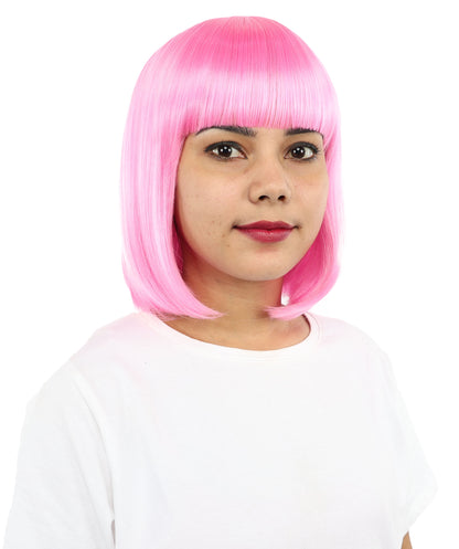 Adult Women’s Medium Bob Wig with Bangs – Layered Hairstyle with Soft Synthetic Fibers & Smooth Texture With Standard Cap | Stylish Hairpiece for Cosplay, Parties & Photo Shoots | Multicolor Options