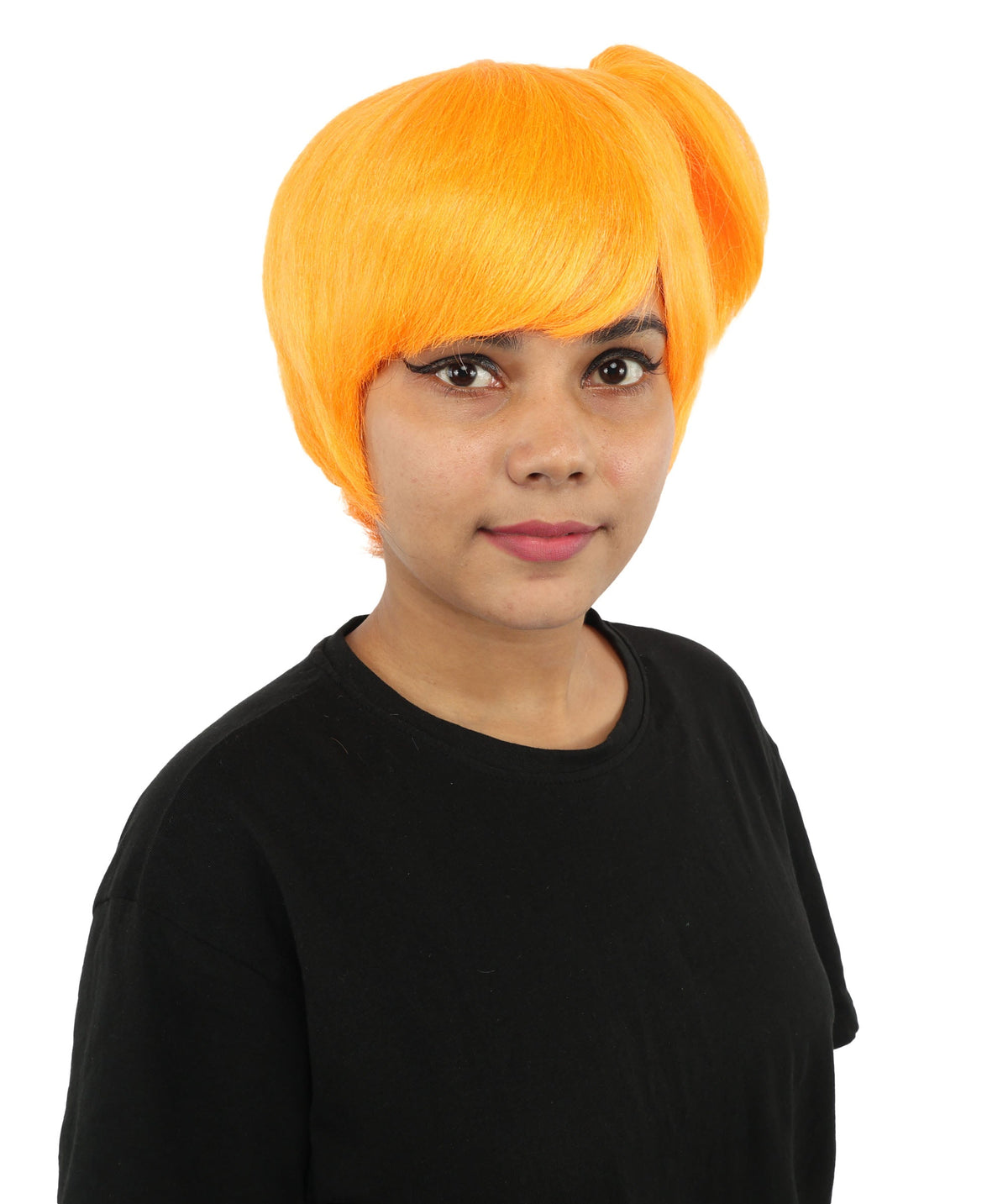 HPO Adult Women's Anime Trainer Character Wig | Vibrant hue multicolor options, create of synthetic fiber, short choppy bob with high side ponytail, breathable base | Cosplay, Halloween, theater, party, performance, costume events