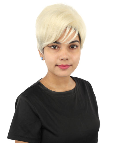 HPO Adult Women’s Short Black Wig | 10 Inch, Sleek and Smooth Bob Hairpiece | Ideal for Cosplay, Costume, and Themed Events