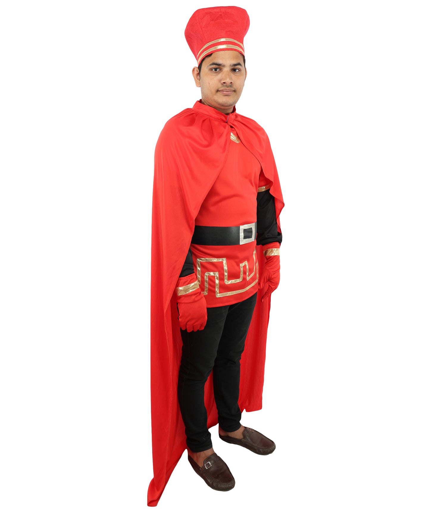 HPO Men’s Red Cloak Costume | Top, Robe & Cape with Headwear | Halloween, Cosplay, Party & Roleplay Outfit for Themed Events