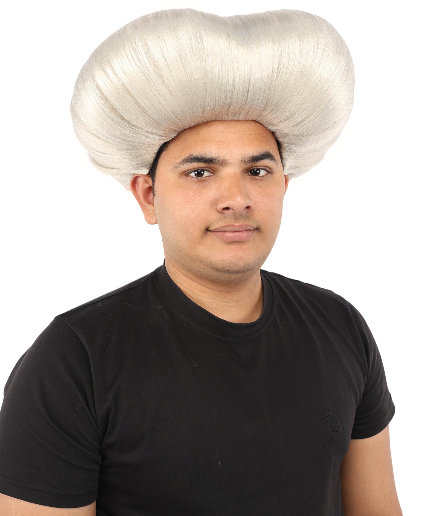 HPO Men's Mad Scientist Wig | High Volume White Vertical Hair with Faux Bald Cap Top & Structured Styling | Halloween Costume Party Theater Prop & Dress Up Accessory | Multicolor Options