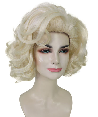 HPO Women’s 80 ’s Material Girl Wig Queen of Pop Short Blonde Curly Wig | Halloween and Cosplay Wig | Flame-retardant Synthetic Fiber
