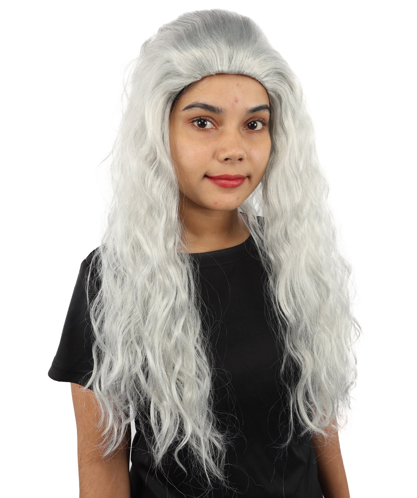 HPO Women’s Pink Long Wavy Wig | 25 Inch Long Hair with Capless Cap Design | Ideal for Playful at Halloween Cosplay, and Themed Parties