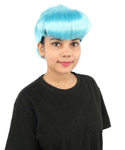 HPO Adult Women's Retro Pin-Up Wig | Multicolor Options, create of synthetic fiber, vintage curled bumper bangs with rolled back, breathable base | Party, Halloween, theater, drag, performance, costume events