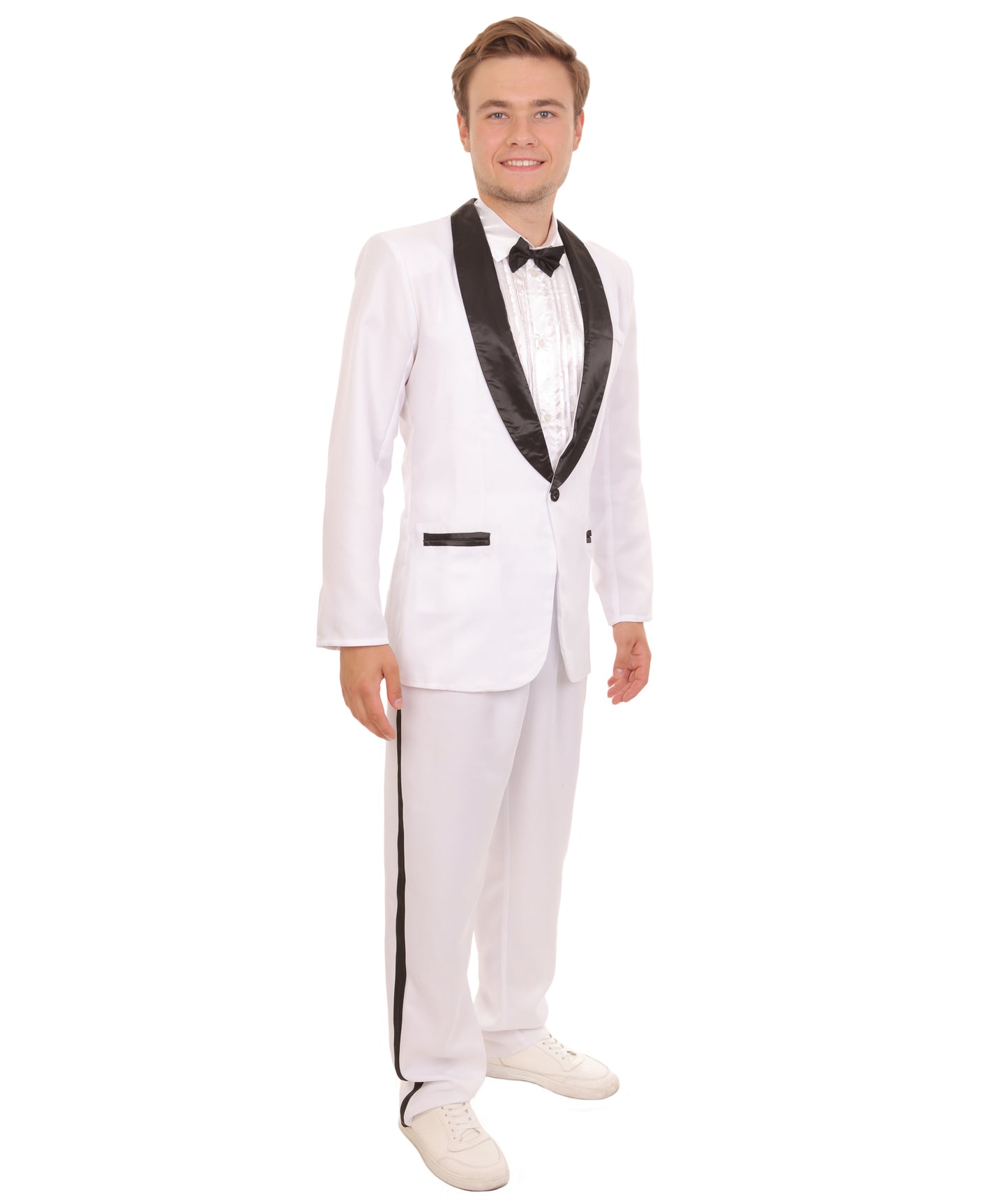 Men’s Jump Street Cop Movie White Tuxedo Black Bow Tie | All Sizes
