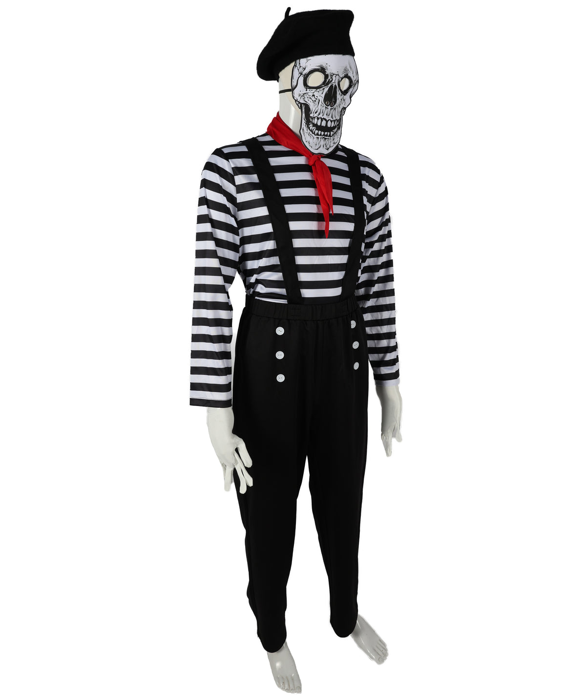 HPO Adult Men’s Classic Black and White Mime Costume – for Halloween and Themed Parties