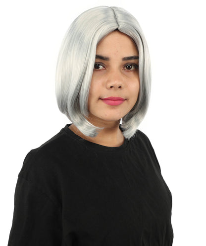 Adult Women's Two-Tone Bob Wig | Multiple Color Options | Short Straight Blunt Cut Inspired by American Pop Artist Look | Natural Hairline for Halloween and Cosplay