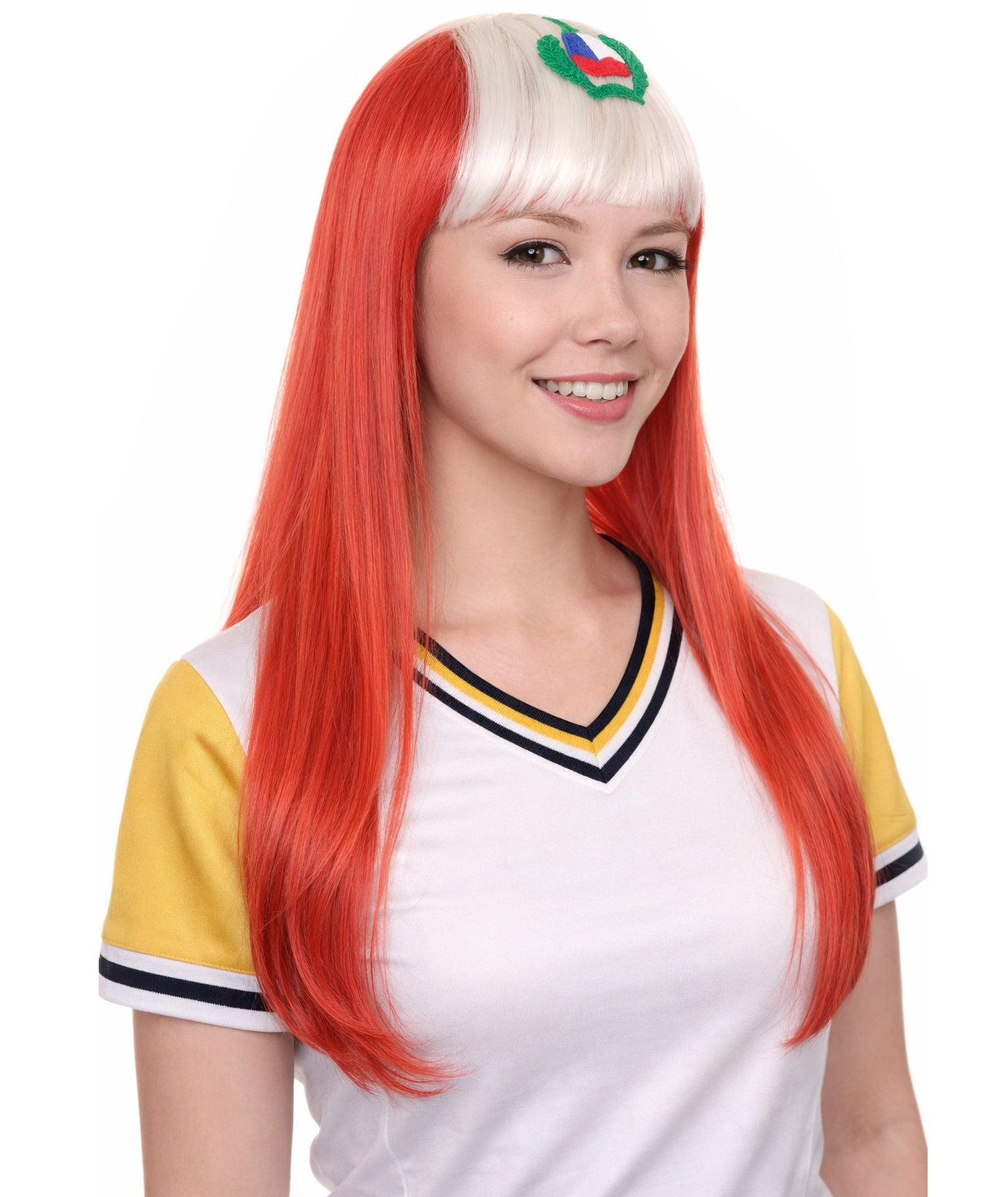 Peru Flag Sport Party Long Bob Wig | Long Straight | Premium Breathable Capless Cap