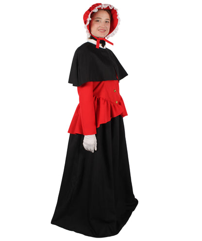 HPO Women's Holiday Celebration Caroler Costume Set I Suitable for Halloween I Flame-retardant Synthetic Fabric