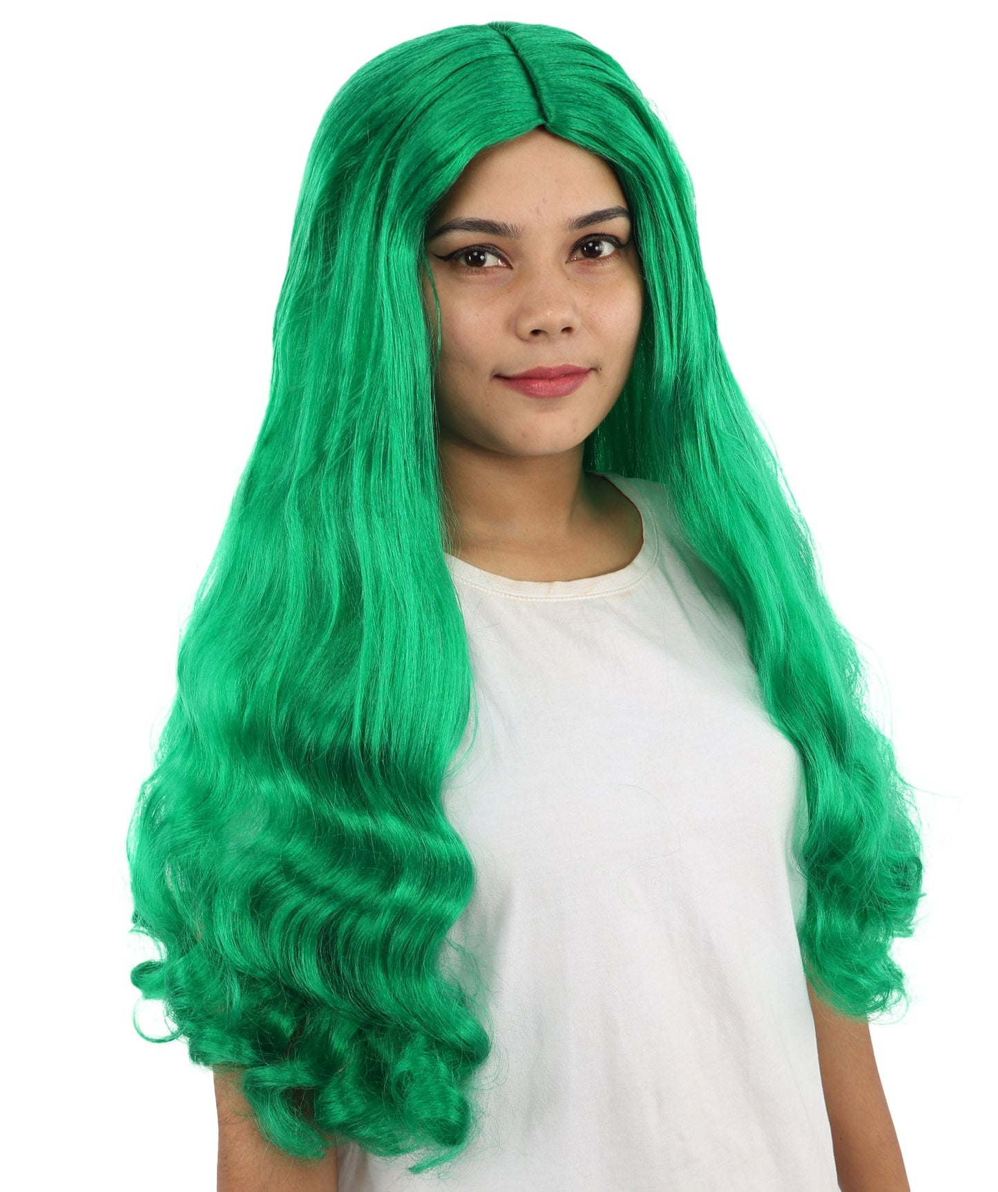 HPO Adult Women's Long Wavy Wig | Multiple Color Options | Center Parted Ginger Curls with Voluminous Ends, Heat Resistant Synthetic Fiber & Breathable Cap | Halloween, Teen Roleplay, Theater, Themed Party & Costume Events