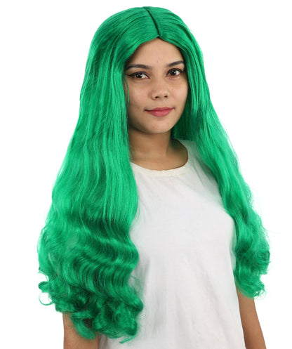 HPO Adult Women's Long Wavy Wig | Multiple Color Options | Center Parted Ginger Curls with Voluminous Ends, Heat Resistant Synthetic Fiber & Breathable Cap | Halloween, Teen Roleplay, Theater, Themed Party & Costume Events