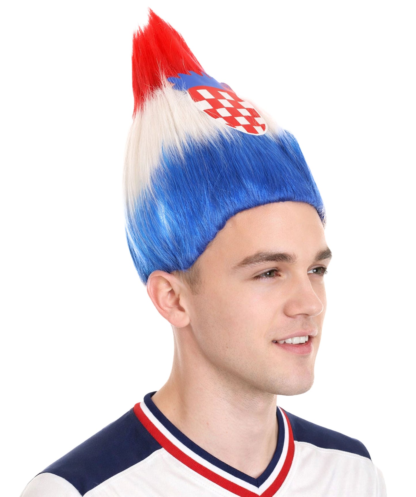 Croatia Flag Sport Troll Wig | Halloween Wigs | Premium Breathable Capless Cap