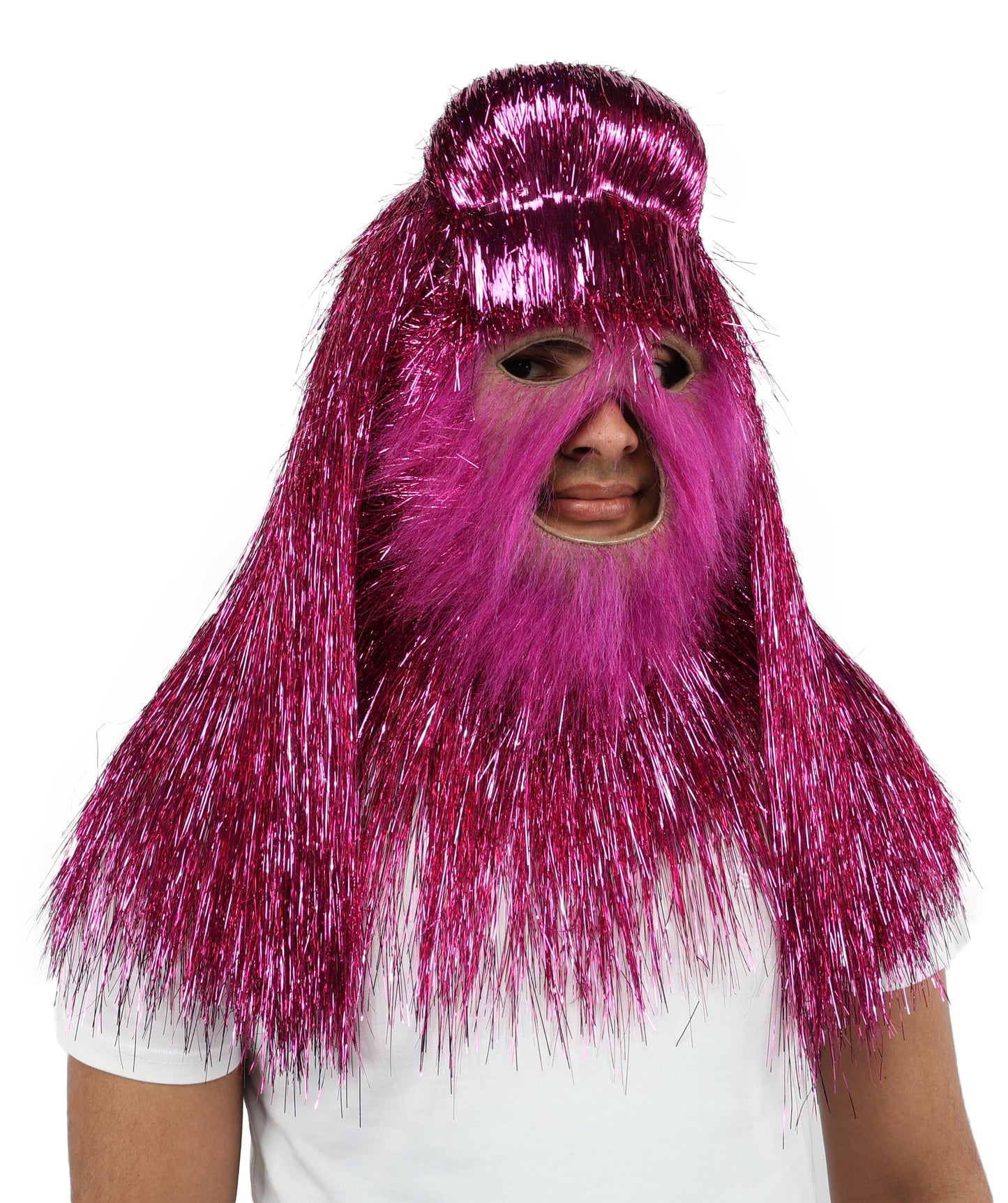 HPO UnisexTinsel Hairy Costume, Bundle & Mask Set | Full-Body Suit & Matching Mask | Long Hair Funny Costume for Halloween, Performers, Cosplay & Mascots | Multicolor Options