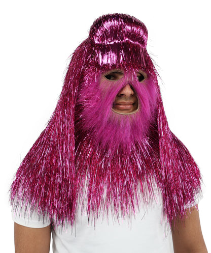 HPO UnisexTinsel Hairy Costume, Bundle & Mask Set | Full-Body Suit & Matching Mask | Long Hair Funny Costume for Halloween, Performers, Cosplay & Mascots | Multicolor Options