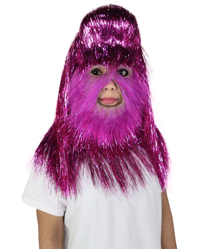 HPO Unisex Teen Extreme Tinsel Hairy Person Costume Bundle & Mask Set - Full-Body Tinsel Hair Suit Extra-Long Costume Wig for Halloween, Cosplay & Parties - Multiple Color Options