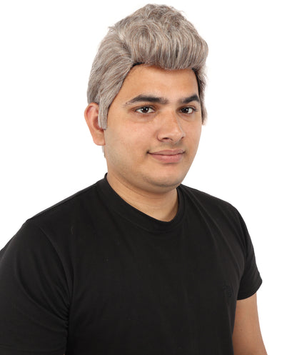 HPO Men's Heavy Metal Rocker Multicolor Wig | Multi-tonal hue, create of synthetic fiber, messy spiked texture with tapered back, breathable base | Party, Halloween, theater, drag, performance, costume events