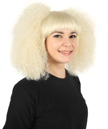 HPO Adult Women Nicki Minaj Curly Light Blonde Wig – Bold and Vibrant Synthetic Wigs for Parties, Adult Ideal Cosplay Wigs for Women Halloween Party,Premium Breathable Capless Cap with Flame Retardant Synthetic Fiber Hair