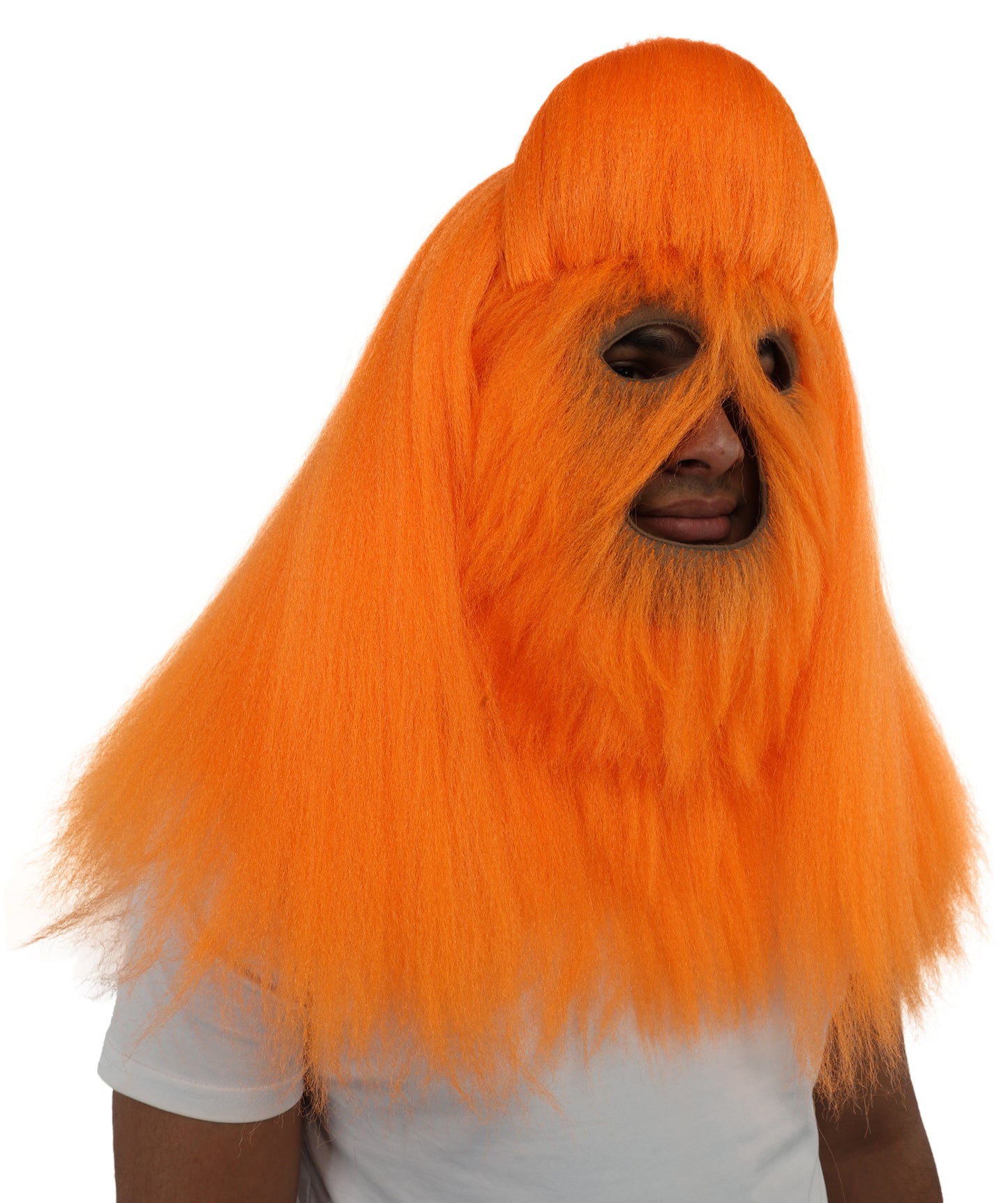 HPO Unisex Extreme Hairy Person Costume, Mask and Bundle - Full-Body Hair Suit Extra-Long Ash Brown Costume Wig for Halloween, Cosplay & Parties