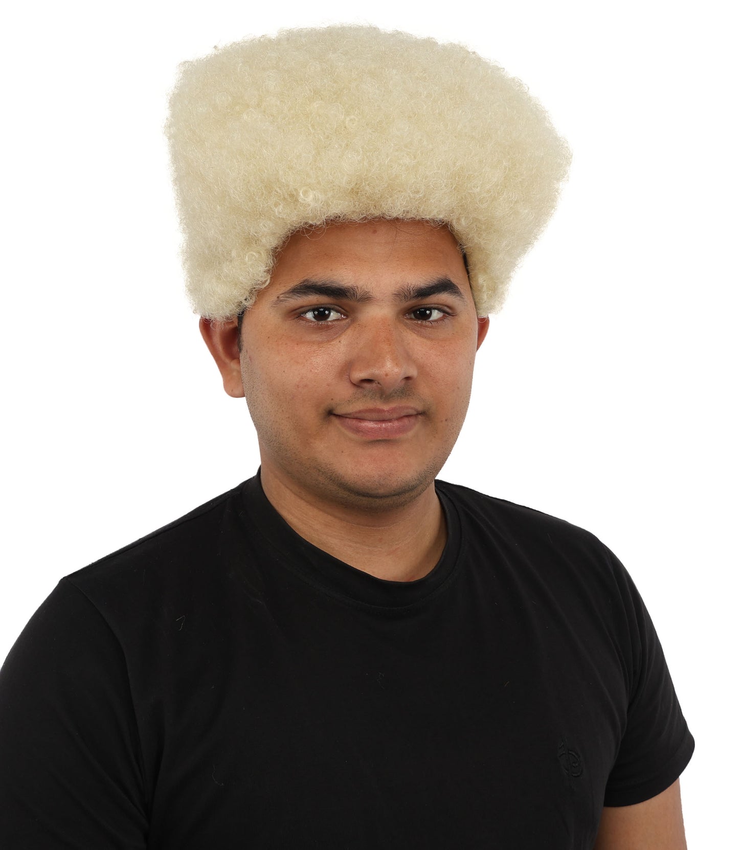 HPO Men’s Movie Character High Top Flat Brown Wig – Flame-retardant Synthetic Fiber | Retro Cosplay Hair for Halloween Party & Cosplay