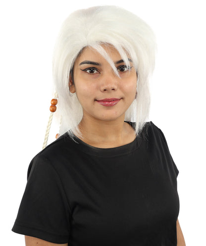 HPO Adult Women's Long Tribal Braided Wig | Multiple Color Options | Dark Shaggy Bob with Beaded Strands, Synthetic Fiber & Breathable Cap | Halloween, Sci-Fi Roleplay, Fantasy Costume