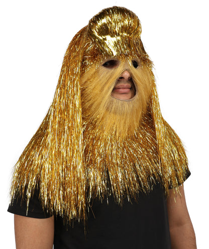 HPO Unisex Teen Extreme Tinsel Hairy Person Costume Bundle & Mask Set - Full-Body Tinsel Hair Suit Extra-Long Costume Wig for Halloween, Cosplay & Parties - Multiple Color Options